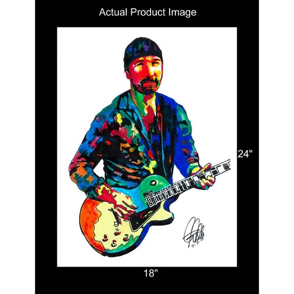 The Edge U2 Guitar Rock Music Print Poster Wall Art 18x24 - Picture 2 of 5